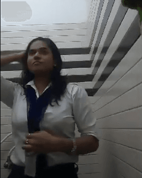sales girl nude selfie in office