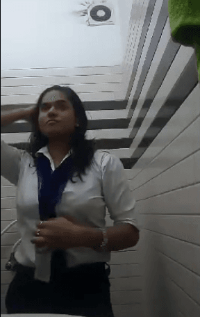 sales girl nude selfie in office