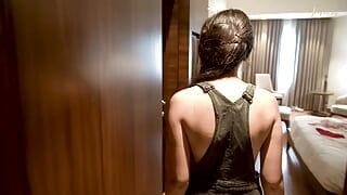 Room service boy enjoyed with the horny lady who was hungry for sex