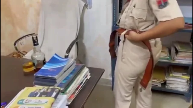 Police women fuck with boyfriend in police station.